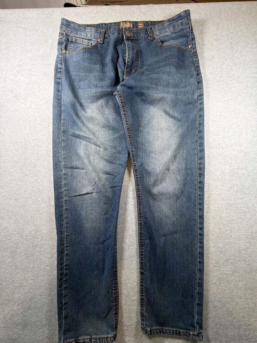 Stitches & Rivets Men's Slim Fit Blue Denim Jeans Size 38x32